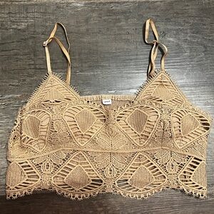 FOR SHOW  Listicle Tan Lace Bralette